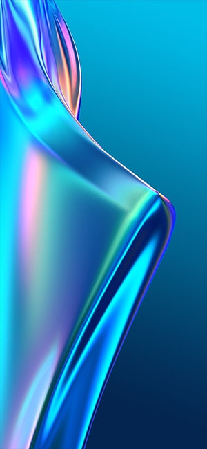 Iridescent Liquid Metal Abstract 3D Render with Cyan and Blue Gradient HD phone wallpaper
