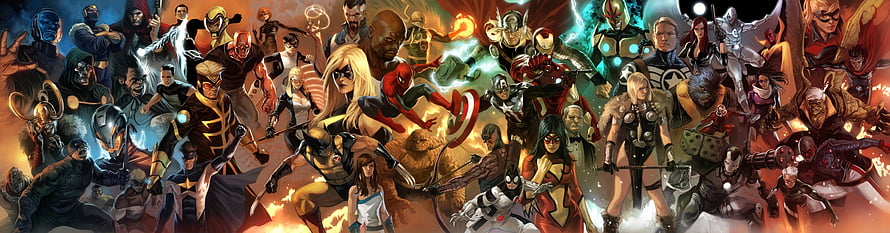 Marvel Avengers and X-Men Superhero Team-Up Comic Art Illustration HD wallpaper