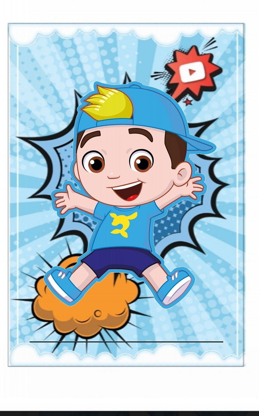 Lucas Neto Cartoon Boy Jumping With YouTube Icon On Blue Comic Background HD phone wallpaper