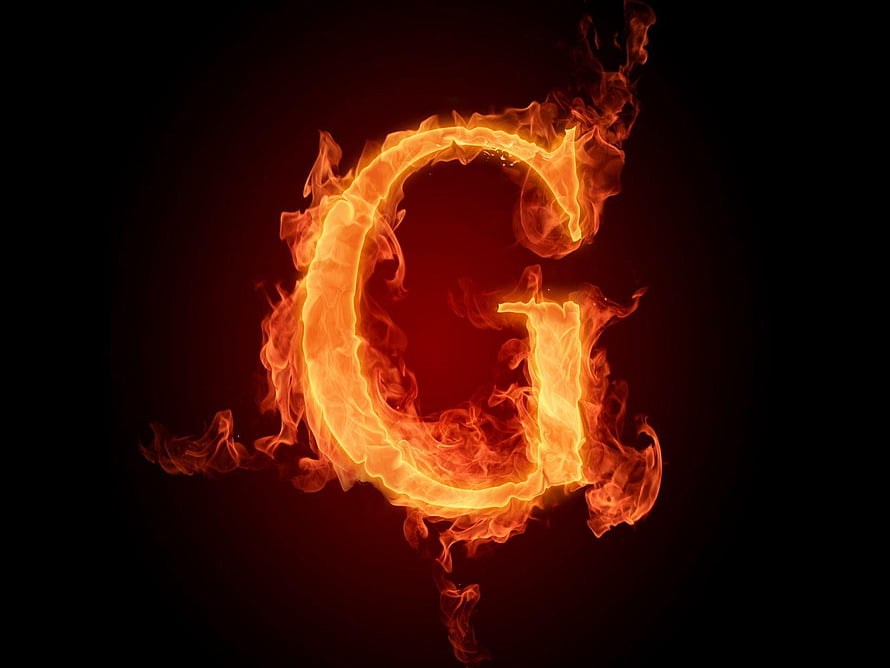 Flaming Letter G Fire Alphabet Design on Black Background HD wallpaper
