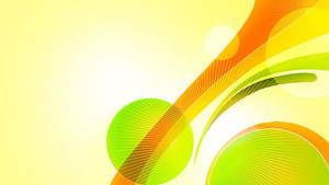 Vibrant Abstract Flowing Waves in Green and Orange on a Soft Yellow Gradient Background HD wallpaper