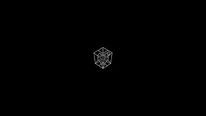 Minimalist Geometric Robot Head Wireframe Logo on Black Background HD wallpaper