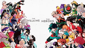 My Hero Academia Villains Versus Heroes Character Lineup HD wallpaper