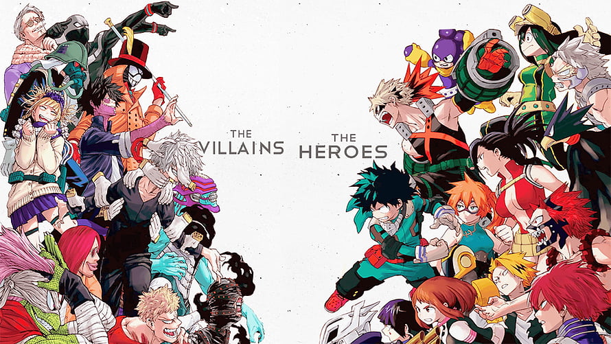 My Hero Academia Villains Versus Heroes Character Lineup HD wallpaper