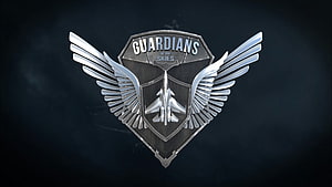 Guardians of the Skies Emblem with Fighter Jet and Metallic Wings HD wallpaper