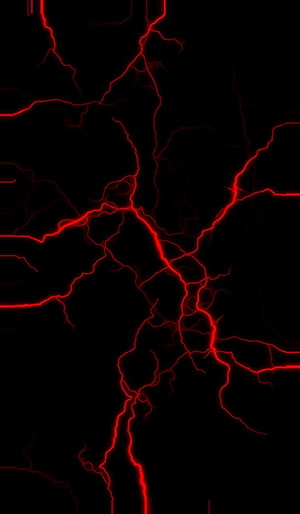 Glowing red lightning cracks on a dark black background HD phone wallpaper