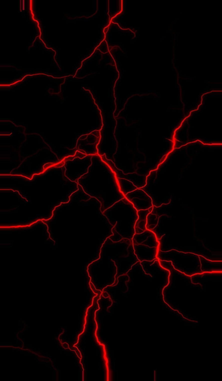 Glowing red lightning cracks on a dark black background HD phone wallpaper