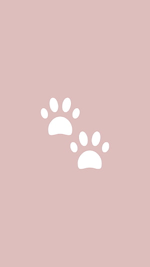 Minimalist White Paw Prints on Soft Dusty Pink Background HD phone wallpaper