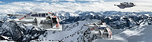 Star Wars TIE Fighters Flying Over Snowy Mountain Peaks HD wallpaper