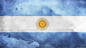 Argentina National Flag With Sun Emblem In Watercolor Style HD wallpaper