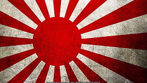 Grungy Rising Sun Flag of Japan with Weathered Red and White Rays HD wallpaper