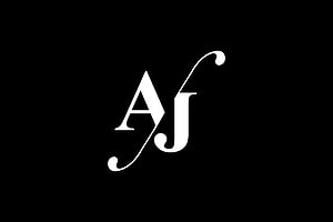 Elegant AJ Monogram Logo Design in White Script on Black Background HD wallpaper