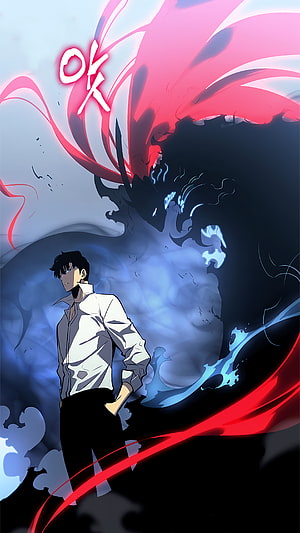 Solo Leveling Igris Character Art with Red Energy Aura and Dark Fantasy Background HD phone wallpaper