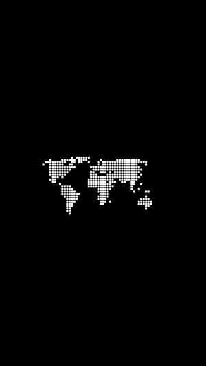 Minimalist Pixelated World Map on Black Background HD phone wallpaper