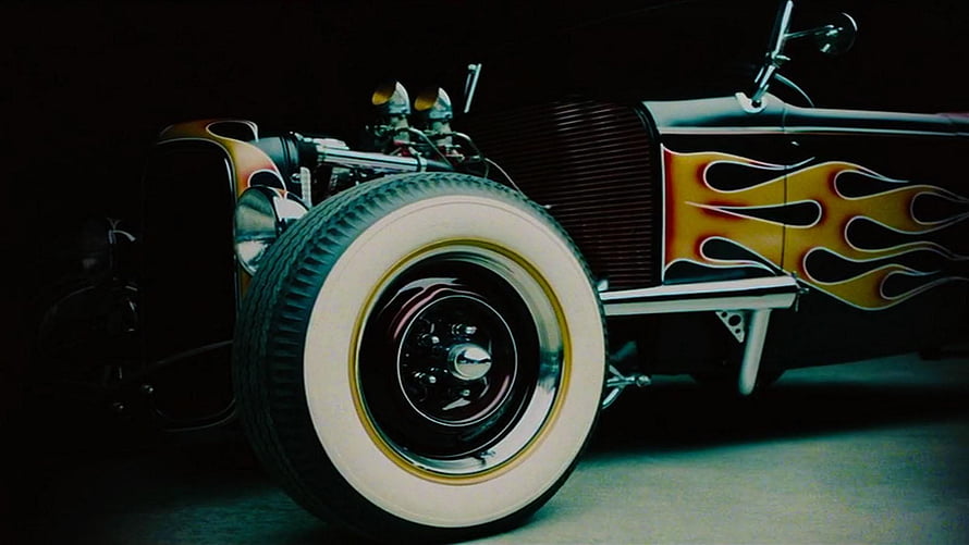 Tony Stark Hot Rod with Flame Paint Job and Whitewall Tires from Iron Man HD wallpaper