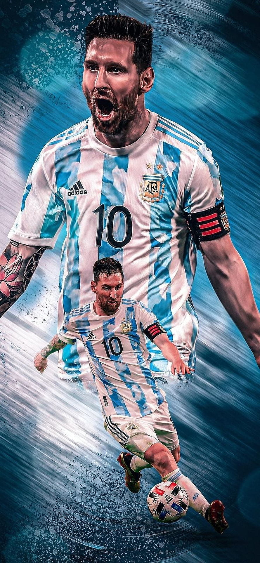 Lionel Messi Argentina National Team Number 10 Jersey Action Artwork HD phone wallpaper