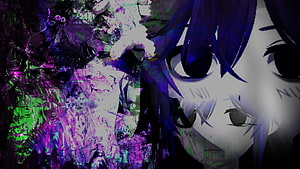 Sewerslvt Anime Character Portrait with Glitch Art and Dark Purple Palette HD wallpaper