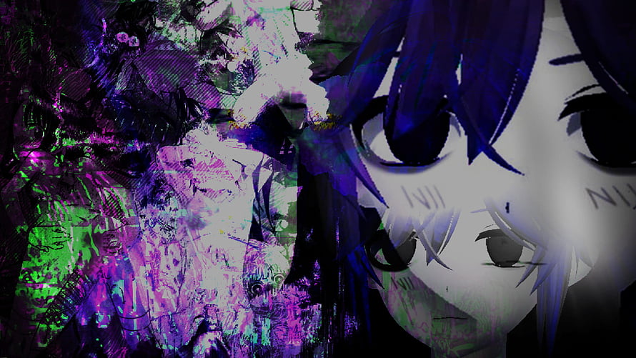 Sewerslvt Anime Character Portrait with Glitch Art and Dark Purple Palette HD wallpaper