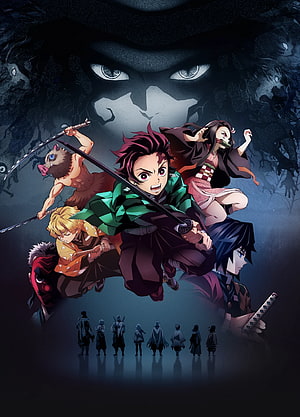 Demon Slayer Main Cast Confronting Muzan Kibutsuji in Dark Anime Key Visual HD phone wallpaper