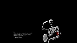 Adolf Hitler in Military Uniform Saluting Against Black Background HD wallpaper