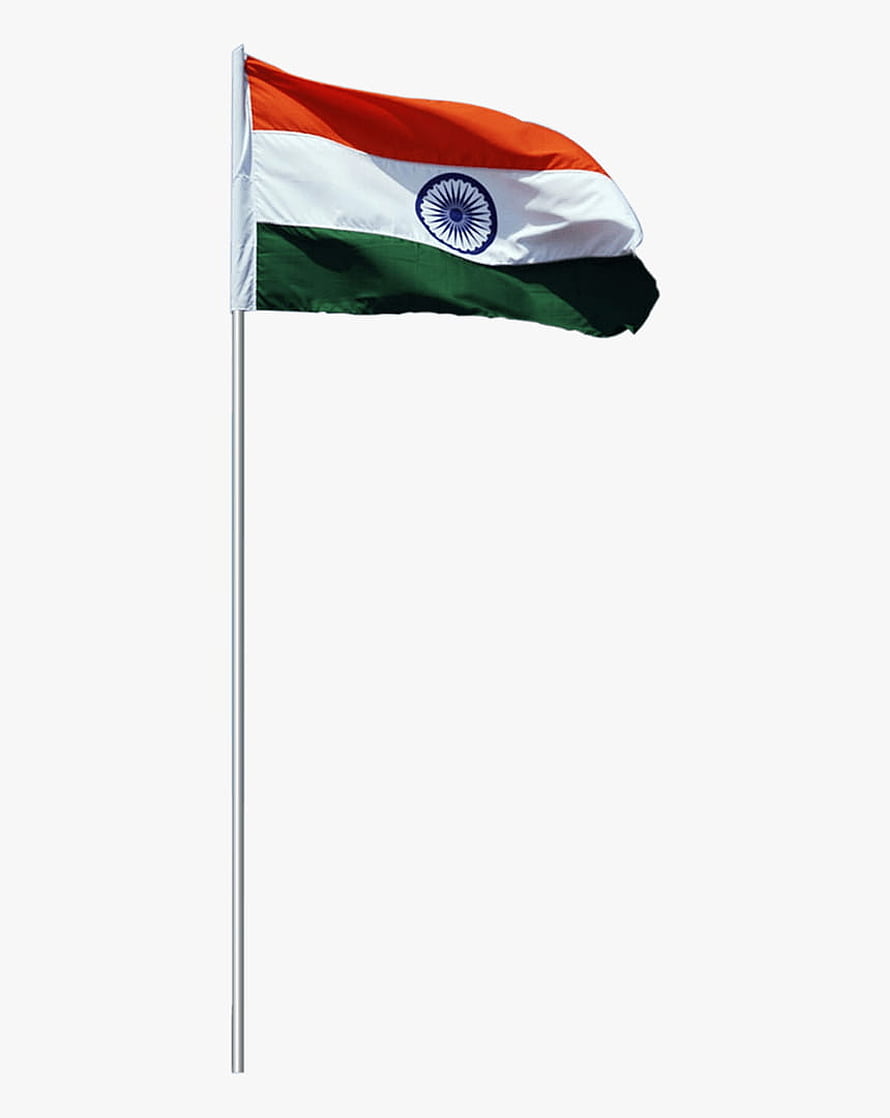 Indian National Flag Waving on a Pole Against a Clean White Background HD phone wallpaper
