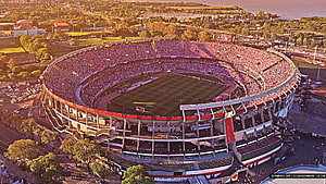 Aerial View of River Plate's Estadio Monumental Stadium in Buenos Aires HD wallpaper