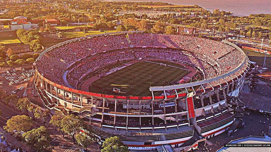 Aerial View of River Plate's Estadio Monumental Stadium in Buenos Aires HD wallpaper