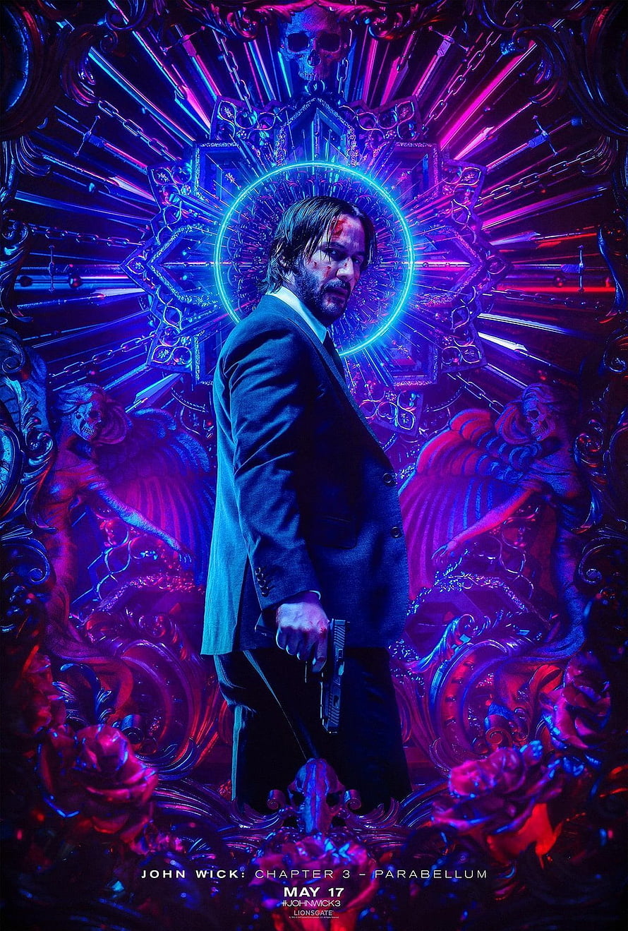 John Wick Chapter 3 Parabellum Neon Poster with Keanu Reeves and Gun HD phone wallpaper