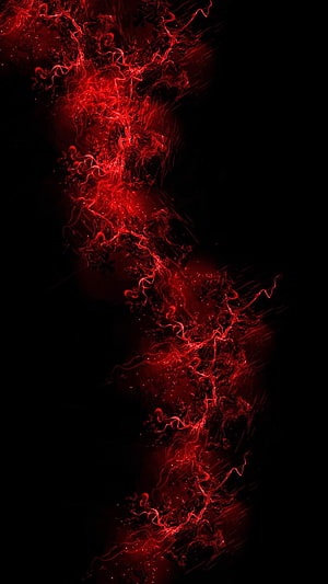 Crimson Energy Flow on Black Background Abstract Digital Art HD phone wallpaper