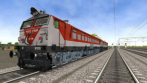 Open Rails Indian Train Simulator WAP-7 Electric Locomotive on Electrified Track HD wallpaper