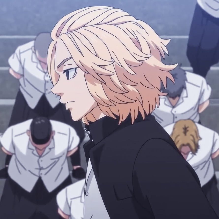 Mikey from Tokyo Revengers Anime Profile with Bowing Students in Background HD phone wallpaper