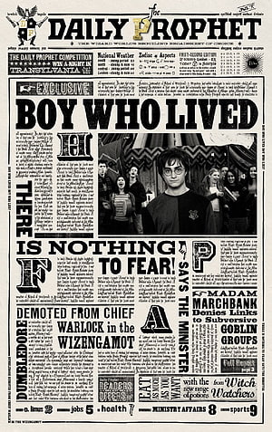 Harry Potter Daily Prophet Front Page Newspaper Design with Boy Who Lived Headline HD phone wallpaper