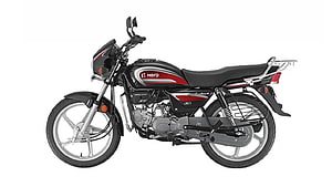 Hero Splendor Plus HF Deluxe Motorcycle in Black and Red Studio Profile HD wallpaper