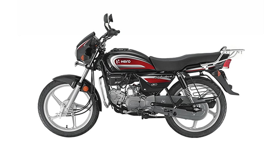 Hero Splendor Plus HF Deluxe Motorcycle in Black and Red Studio Profile HD wallpaper
