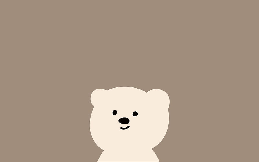 Minimalist Kawaii Bear Illustration on Warm Taupe Background HD wallpaper