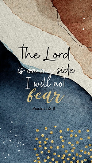 Psalm 118:6 Watercolor Bible Verse with Gold Dots and Earthy Tones HD phone wallpaper