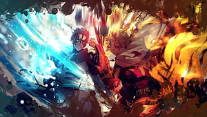 Rengoku and Akaza Clashing in a Fiery Demon Slayer Anime Battle HD wallpaper