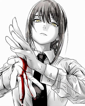 Makima from Chainsaw Man in a black and white manga panel with blood on her hand, makima , #Makima HD phone wallpaper