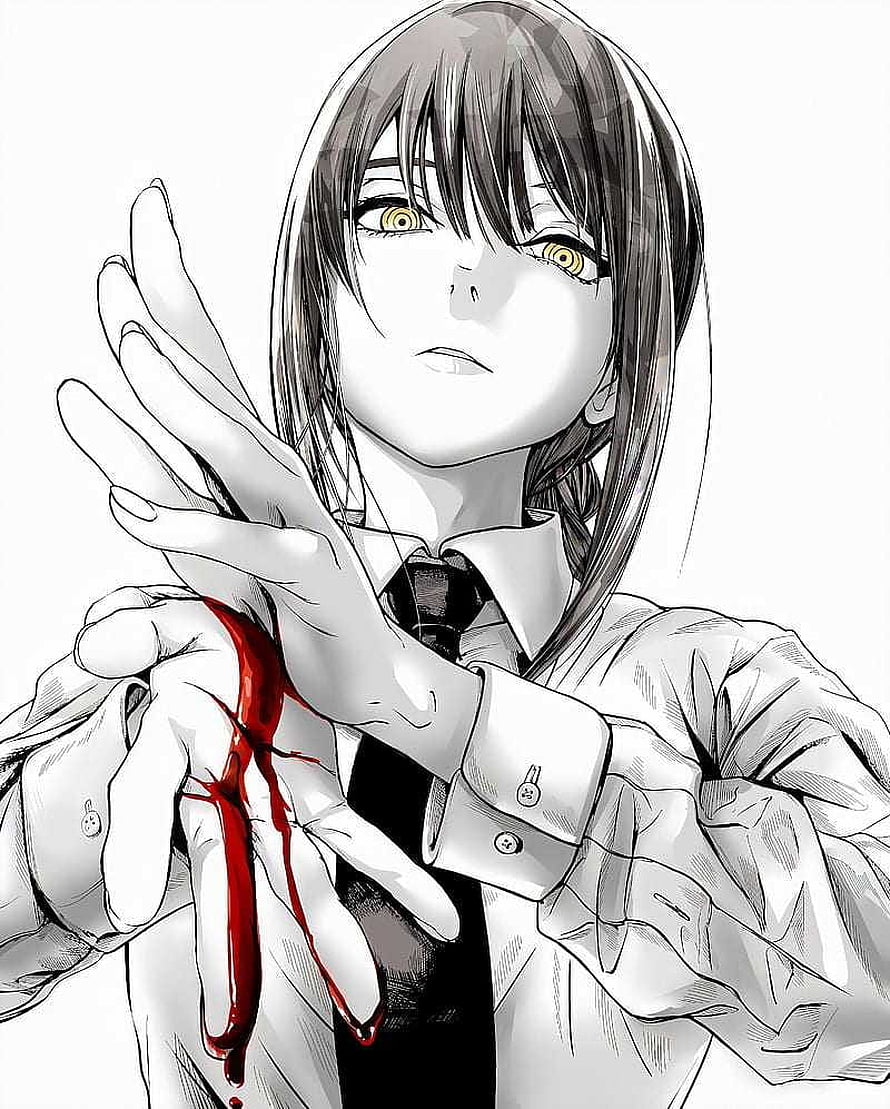 Makima from Chainsaw Man in a black and white manga panel with blood on her hand, makima , #Makima HD phone wallpaper