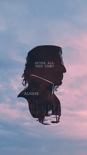 Severus Snape Silhouette with Double Exposure Forest Scene and Quote HD phone wallpaper