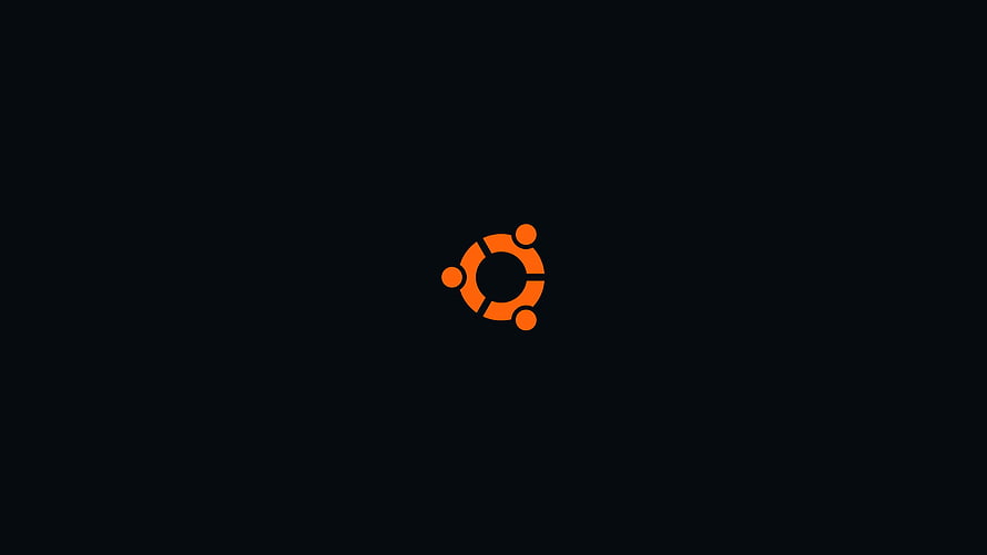 Ubuntu Orange Logo Centered on Minimalist Black Background HD wallpaper