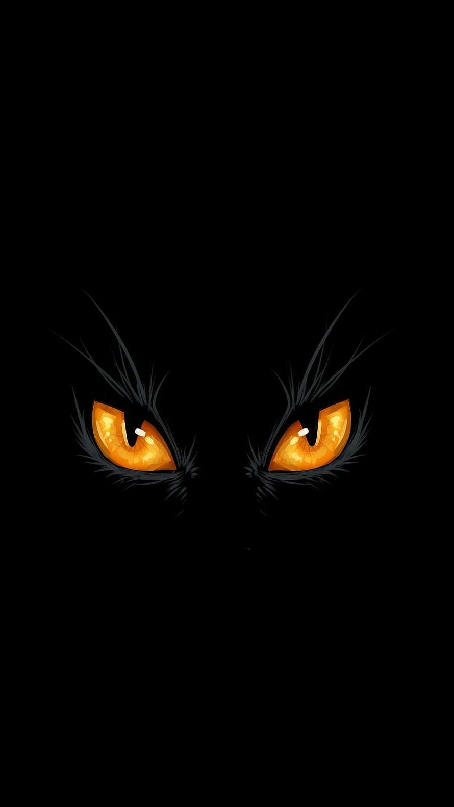 Glowing Amber Cat Eyes in Darkness Minimalist Digital Art HD phone wallpaper