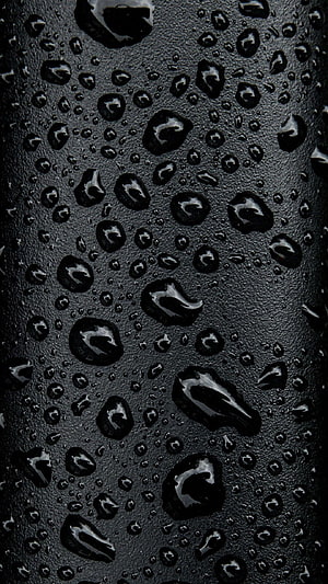 Dark Rain Droplets on Textured Black Surface Close-Up HD phone wallpaper