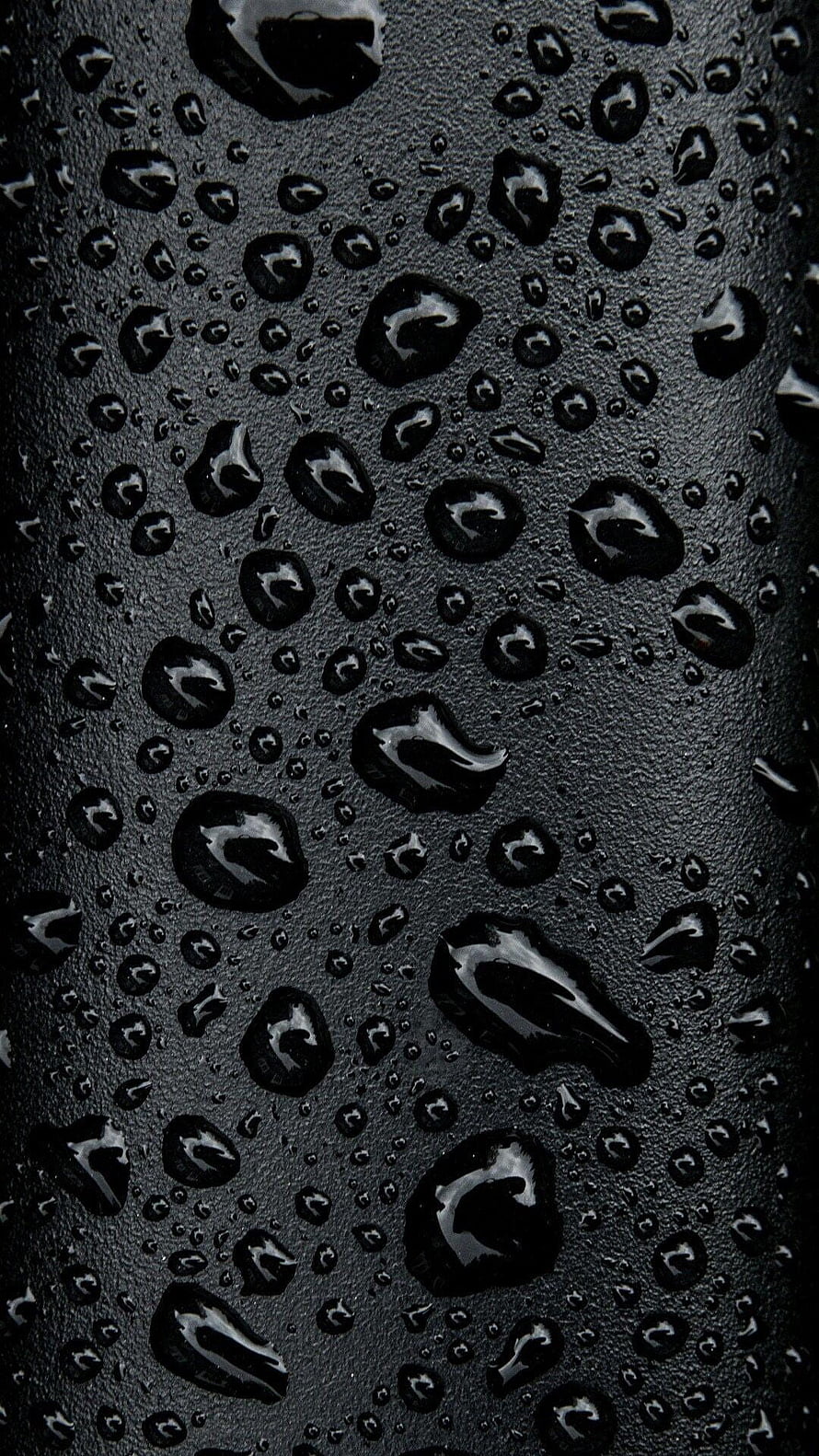 Dark Rain Droplets on Textured Black Surface Close-Up HD phone wallpaper