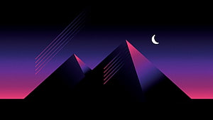 Synthwave Pyramid Landscape with Crescent Moon and Neon Speed Lines HD wallpaper
