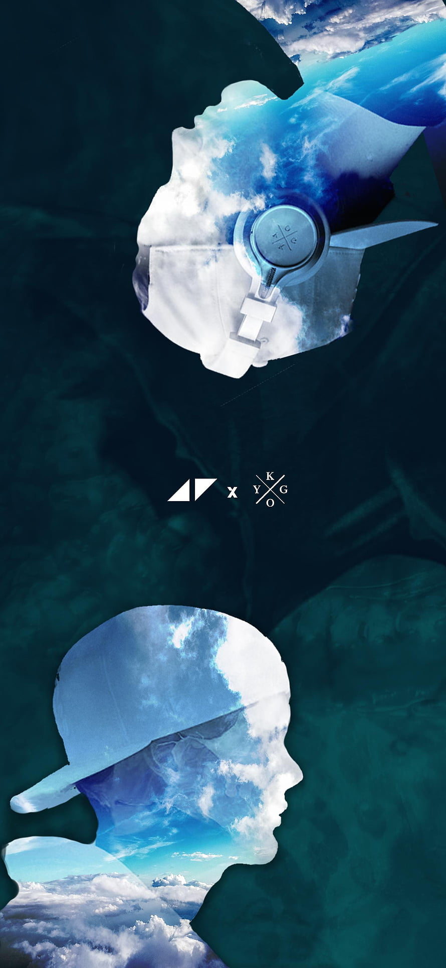 Avicii and Kygo Double Exposure Skyline Silhouette Artwork HD phone wallpaper