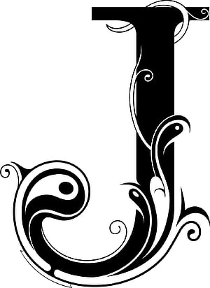 Ornamental Blackletter Letter J with Tribal Swirls and Decorative Flourishes HD phone wallpaper