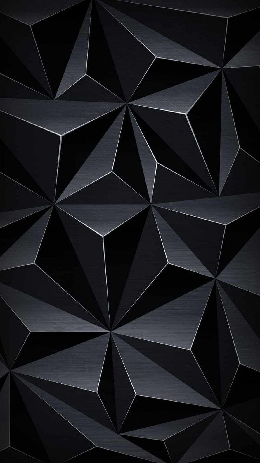 Dark Geometric Low Poly Pattern with Brushed Metal Texture and Sharp Angular Facets HD phone wallpaper