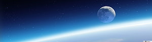 Full Moon Rising Over Earth's Atmosphere in Deep Space HD wallpaper