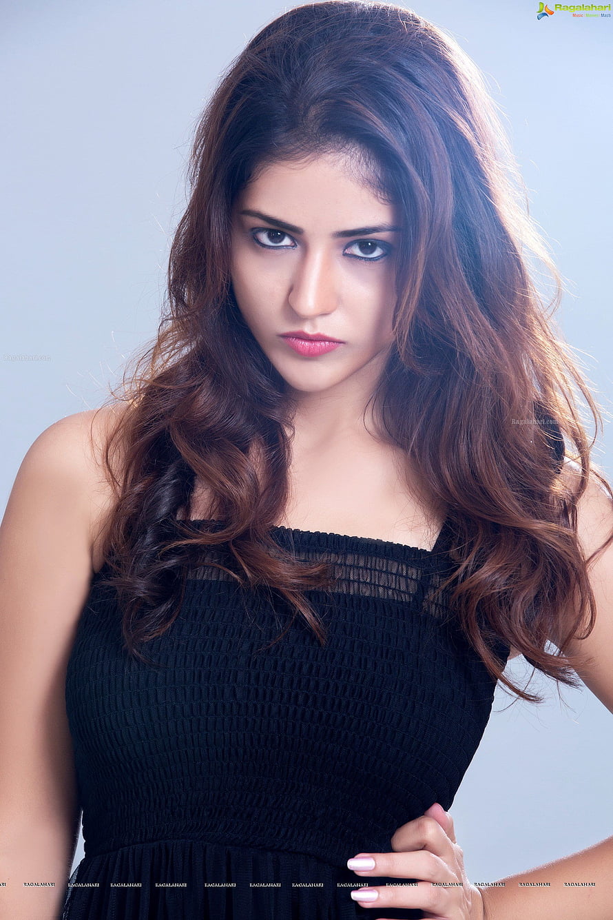 Priyanka Jawalkar Studio Portrait in Black Smocked Dress with Long Wavy Hair HD phone wallpaper